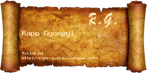 Rapp Gyöngyi névjegykártya
